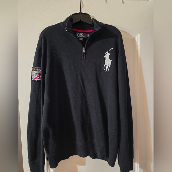 Vtg Ralph Lauren Big Pony half Zip Black pullover Sweater - Picture 1 of 6
